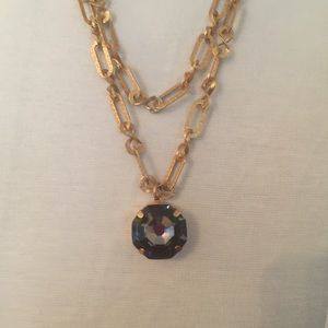 Necklace Double Dangle With A Black Faux Bead